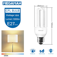 MEGAMAN CFL 3U E27 Light Bulb 18W Bright Energy Saving Bulb LED Bulb Mentol LED Lighting Lampu Silin