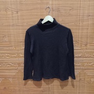 Atasan Manset Rajut Lidi Wanita Semi Turtleneck Dark Brown Coklat Tua