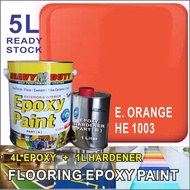 HE 1003 E. ORANGE  ( 5L ) HEAVY DUTY BRAND Two Pack Epoxy Floor Paint - 4 Liter Paint + 1 Liter hardener