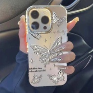 For iPhone 11/12/13/14/15 Pro max Case Cute Fashion Butterfly silver Case For iPhone 11,12,13,14,15,