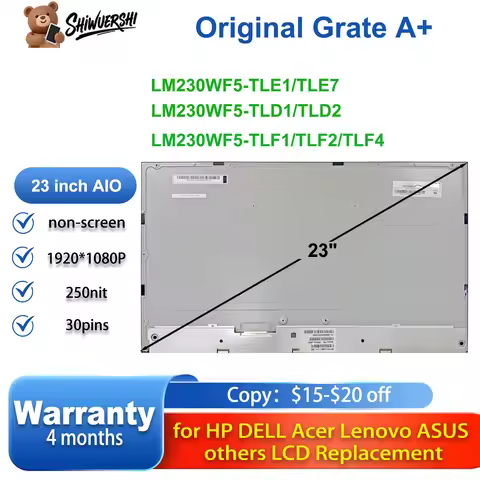 Original 95% New A+ 23'' LM230WF5 TLD1 TLE1 TLE7 TLF1 TLF2 TLD2 TLF4 SLF1 LCD Screen Display Glass D