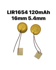 LIR1654 CP1654 3.6V 120 mAh มีสายเชื่อม rechargeable button battery lithium electronics CP1654 original TWS Bluetooth Headset แบบชาร์จไฟ