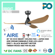 PO AIRE-01 46" Smart WIFI-Enabled Ceiling Fan with 20W Dimmable RGB LED Light Kit (Optional)