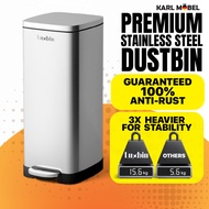 Luxbin™ Dustbin Stainless Steel Large Capacity Dustbin Kitchen 20L 30L 50L Dustbin Slow Closing Rect