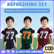 Kids' Sports Set - Number 77 Breathable Short-Sleeve Outfit