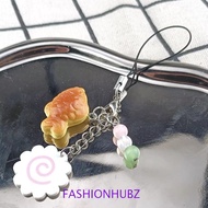 FASHIONHUBZ Fish Cake Keychain, Pink Squid Roll Japanese Food Taiyaki Pendant, Phone Lanyard Bag Cha