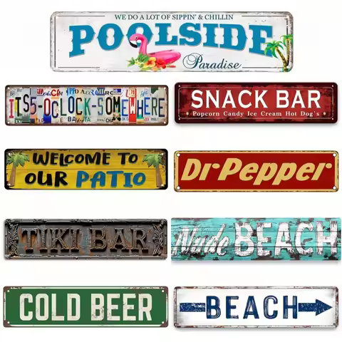 Vintage Funny Beach Tiki Bar Beer Metal Aluminium Signs Retro Signs For Bar Club Man Cave Home Kitch