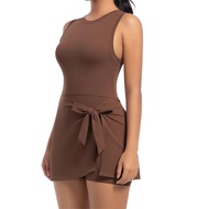 No Pad Women Tracksuit Yoga Set One Piece Jumpsuit Workout Skirt Rompers Sportswear Gym Set Workout 