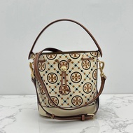 hot sale authentic tory burch bags women   Tory Burch T Monogram Series Bump Color Embossed Bucket Bag Tote Single Shoulder bag Messenger Bag tory bur