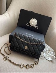 Chanel 21b WOC Wallet On Chain bag CoCo 黑金 荔枝皮牛皮