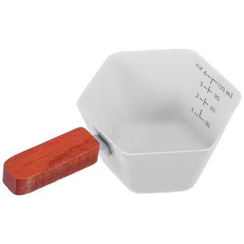 Espresso Measuring Cup Stainless Steel 4Oz 120Ml V Spout Wooden Handle Coffee Accessories Profession