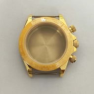 Watch Accessories 39MM Electroplated Gold Watch Case PVD Sapphire Glass for VK63 Quartz Movement