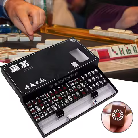 Portable Small Mahjong Set Mahjong Board Games For Adults Traditional Chinese Mahjong Tiles Outdoor 
