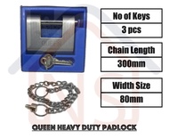 Queen Heavy Duty Padlock Stainless Steel with 3 keys/ Gate Lock/ Door Lock/ Yale/ BTO Lock