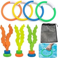Diving Toy Set with Diving Rings, Water Toy for Swimming Training, 8-Piece Set with Storage Net, Ide