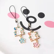 cute pink blue Cat mathcing keychain phone charm chain strap lanyard couple bestie gift matching
