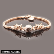 Inspire Jewelry สร้อยข้อมือมังกรคู่อุ้มแก้ว Pink Gold  และ Gold  24K  งานจิวเวลรี่ งานร้านทอง พร้อมถุงกำมะหยี่