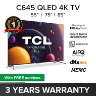 New | TCL C645 QLED 4K Google TV | 55 75 85 inch | Wide Color Gamut | Dolby Vision Dolby Atmos | 120