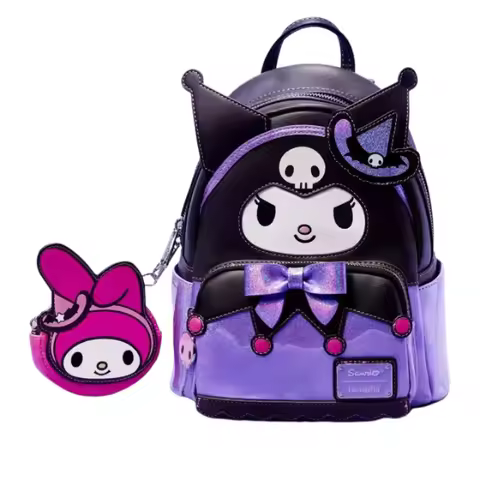 Sanrio Series Purple Kuromi My Melody Backpack Creative Backpack Storage Stationery Leather Mini Stu