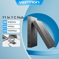 Vention 11 IN 1 USB C HUB Docking Station Monitor Dock USB 3.2 10Gbps 4K HDMI DP 60Hz RJ45 1000Mbps 