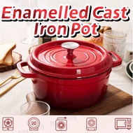 Oval Cast Iron Dutch Oven, Enamel Deep Pot with Lid, Non Stick Casserole Cookware for Sourdough Brea