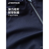 T-Shirt Sukan Decathlon untuk Lelaki, Atasan Musim Gugur dan Musim Sejuk, Kolar Berdiri, Cepat Kerin