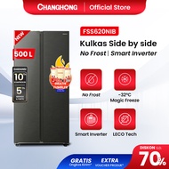 [NEW LAUNCH] Changhong 500L Kulkas Side By Side Inverter Refrigerator FSS620NIB-Grey  (Kulkas No Fro