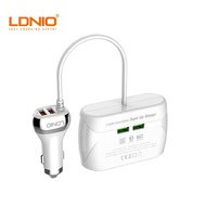 LDNIO C504 DUAL QC3.0 USB PORT 6V 3A USB CAR CHARGER WITH 3 SLOT SOCKET ADAPTER PLUG 12V-24V FOR MOB