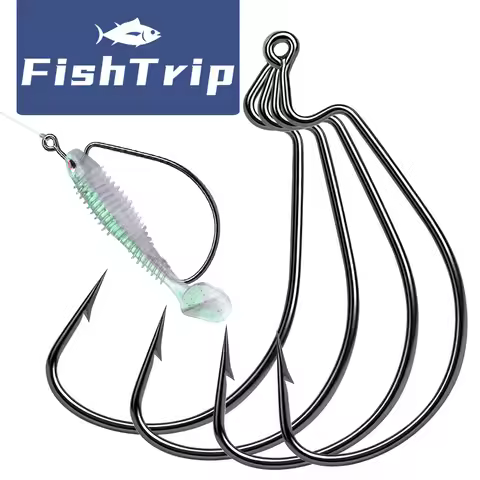 FishTtrip EWG Hooks for Bass Fishing 25-100pcs Offset Worm Hook Texas Rig Hooks Live Bait Fishing Ho
