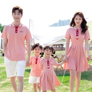 Fashion Pink Polo Family Dress Men Shirt Boy tshirt Women Girl Dress Mini Dress Family Mathing Outfits T-shirt Family Set Tees Plus Size