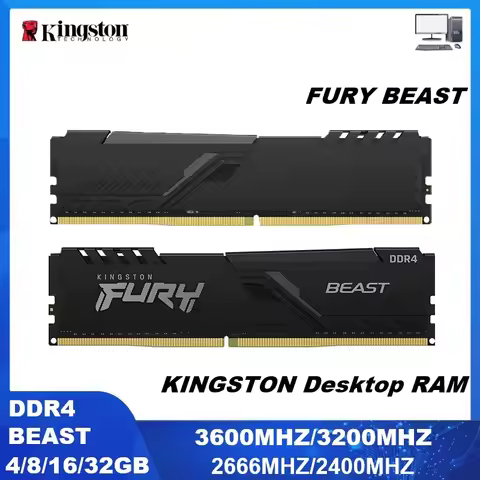 Kingston Fury Beast DDR4 Ram 8G 16G 32GB 3600 3200Mhz RAM PC Memory 288Pin XMP2.0 Heatsink For Deskt