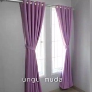 Gorden Polos Jendela Pintu Minimalis Warna Ungu muda Ruang Tamu Mewah Murah Tirai Korden Gordyn Gord