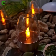 Solar Light Outdoor Garden LED Stainless Steel Candle Light / Lawn Deck Night Light Solar Lighting / LED Table Lamp for Holiday Christmas Wedding Party Decor