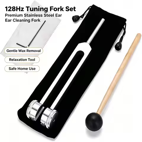 128Hz Tuning Fork Set Premium Stainless Steel Ear Cleaning Fork - Gentle Wax Removal & Relaxation To