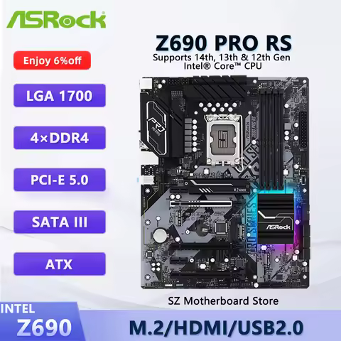 ASROCK Z690 PRO RS Z690 Gaming Motherboard LGA 1700 For i5-12600K i7-12700K i9-12900K CPU DDR4 M.2 S