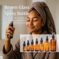 HunnyBoo {Aneka Saiz} Botol Kaca Amber Glass Spray Bottle Multiple Sizes Essential Oil Container Mis