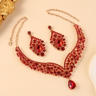 Ladies Alloy Jewellery Set Crystal Diamonds Necklace Earrings Set Wedding Jewellery Holiday Party Je