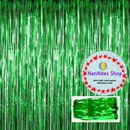 HIJAU Green Foil Curtain Christmas Decoration / Green Christmas Backdrop Accessories / Foil Fringe C