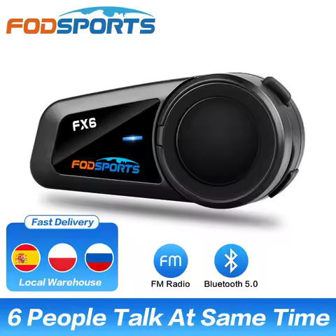 Fodsports FX6 Motorcycle Helmet Bluetooth Intercom Moto Helmet Headset 1000m 6 Rider BT 5.0 Interpho
