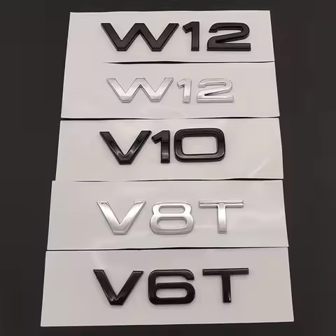 3D ABS Chrome Black Logo V6T V8T V10 W12 Emblem Letters Badge Car Sticker For Audi A6 A7 S4 S5 S6 S7