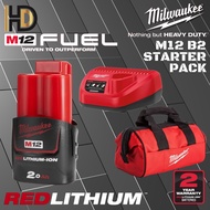 Milwaukee M12 2.0AH Battery / Milwaukee Red Lithium Battery / 2 Year Warranty / M12B2