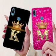 Clear For Huawei Y6 Prime 2019 Case Y6 2019 Fashion Crown Luxury A-Z Letter Soft Back Cover For Huaw