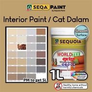 ( Grey/Kelabu )💥1L Seqa Worldtex Extra 💢 Cat Dalam / Interior Paint / Emulsion Paint / Smooth