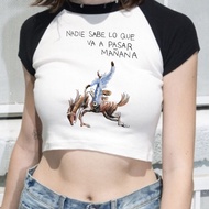 Bad Bunny Vintage Gyaru Y2K Crop Top - Slim Fit Summer Tee