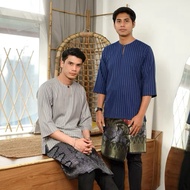 Kurta cotton 3suku Exclusive - Kurta Teluk Belanga - German Cotton 3/4 Sleeves Kurta Button Neck