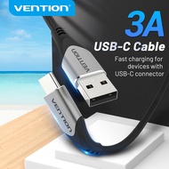 【COD】Vention สายชาร์จ USB Type C สายชาร์จเร็ว USB C สายข้อมูลสำหรับ Samsung S10 S9 A11 Xiaomi Redmi note 8 pro Huawei Mate 20 30 pro P40 iPad Air 4th Nintendo Switch 3A สาย USB เป็น Type-C