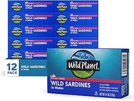 Wild Planet Wild Sardines in Water, No Salt Added, Tinned Fish, Non-GMO, Sustainable 4.4 Ounce, (Pac