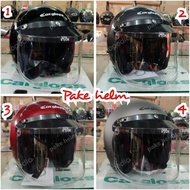 HELM BOGO HELM CARGLOSS RETRO + KACA BOGO FLAT DATAR BENING HELM