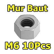 M6 size nuts and bolts M6 bolt and nut price per 10 pcs