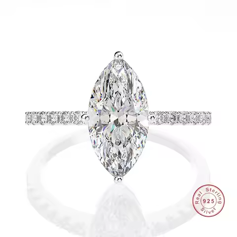 Promise Marquise cut 3ct Simulated Diamond Ring 925 Sterling Silver Engagement Wedding Rings for Wom